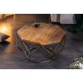 Art-deco jedinečný konferenční stolek Adamantino s dřevěnou deskou a kovovou konstrukcí ve tvaru diamantu 69cm
