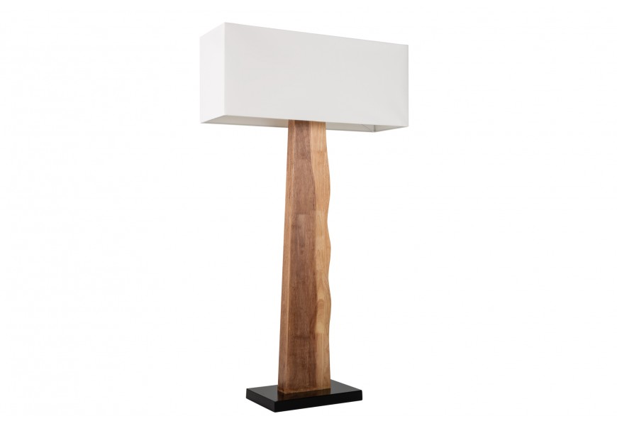 Masivní stojací lampa Alaska s hranatým bledým stínítkem 147cm