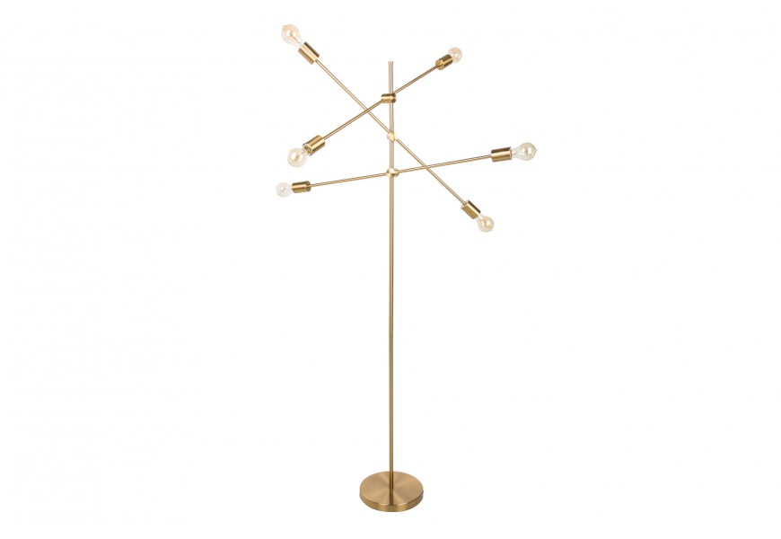 Moderní stojací lampa Elke s nastavitelnými rameny ve zlatém odstínu 163cm