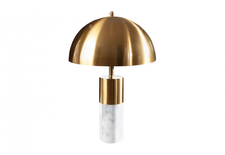Art-deco luxusní stolní lampa Jaspeado s mramorovou podstavou a zlatým stínítkem 52cm