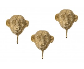 Sada tří věšáků ve tvaru opice Mejenga ve zlatém odstínu 25cm