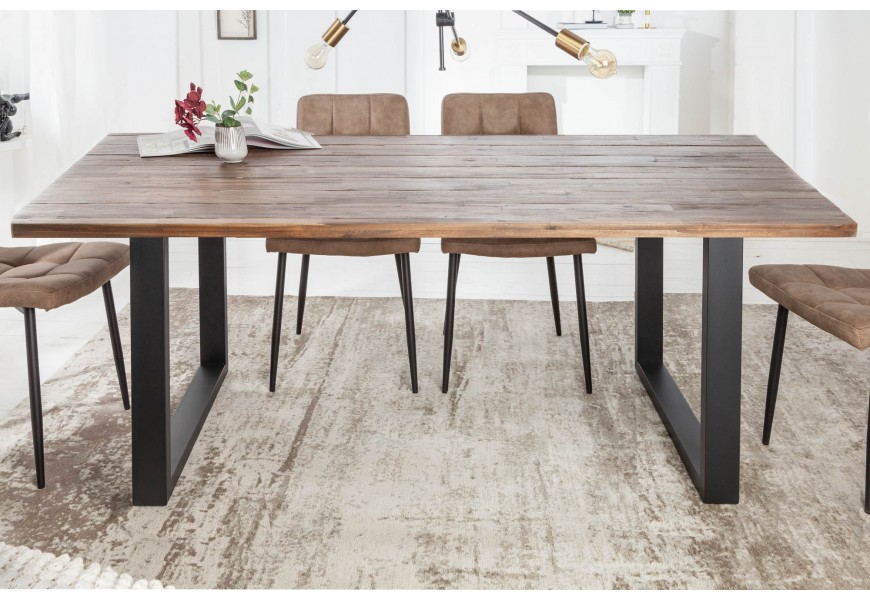 Industriální hranatý jídelní stůl Steele Craft z akáciového dřeva s kovovými nohami 200cm