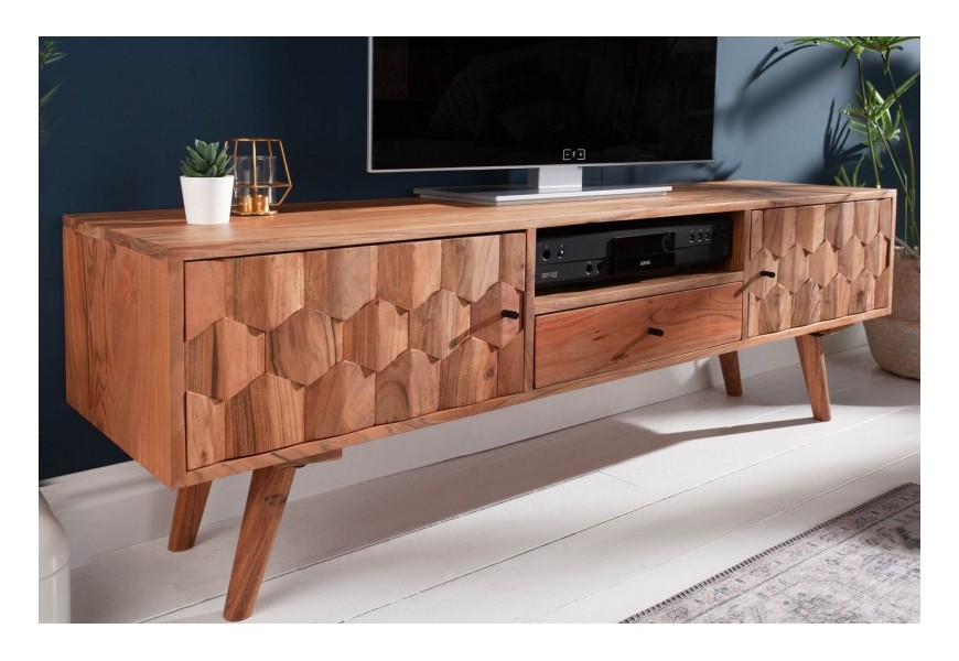 Designov&yacute; televizn&iacute; stolek Mozaika ak&aacute;cie z masivu 140cm