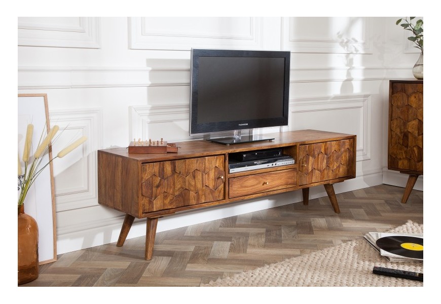 Luxusní televizní stolek Mozaika z masivního dřeva palisandr 140cm