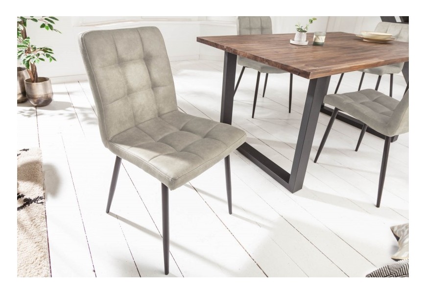 Designov&aacute; čalouněn&aacute; j&iacute;deln&iacute; židle Modena z mikrovl&aacute;kna v &scaron;ed&eacute; barvě 87cm