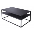 Industriální jedinečný černý obdélníkový konferenční stolek Industria Durante s policí 100cm