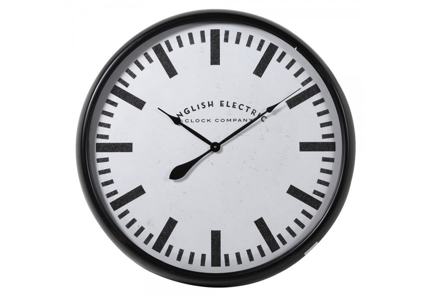 Retro nástěnné hodiny Everlest s černým hrubým rámem a ciferníkem 80cm
