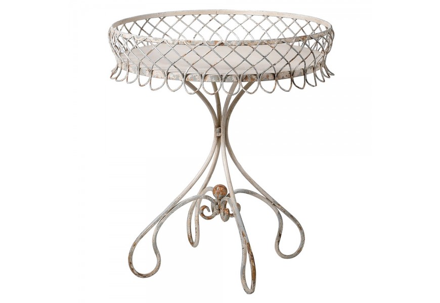 Vintage kruhový příruční stolek Dovey v bledém odstínu z ohýbaného kovu 68cm