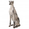Vintage krémově bílá socha Chadora ve tvaru sedícího psa 77cm