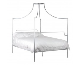 Provensálská bílá kovová postel Regina s nebesy 160cm
