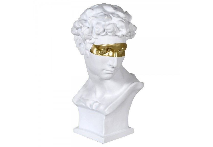 Art-deco bílá busta Cabez se zlatou maskou 57cm