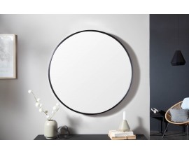 Moderní stylové kulaté nástěnné zrcadlo Smialls v černém rámu 80cm