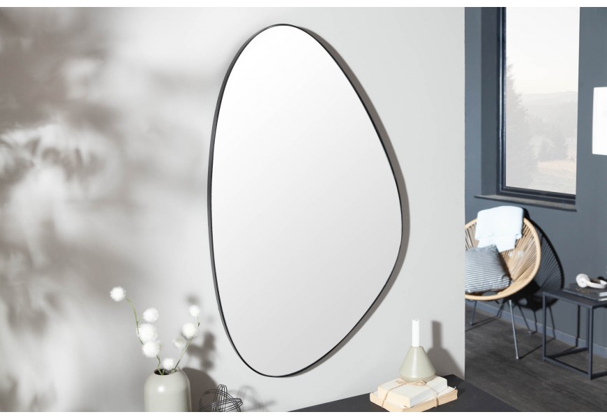 Moderní stylové atypické nástěnné zrcadlo Smialls v černém rámu 90cm