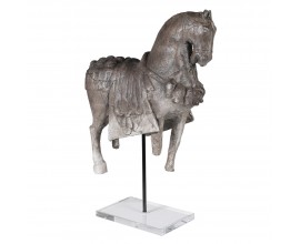 Vintage šedá originální soška koně Archer na akrylovém podstavci 49cm