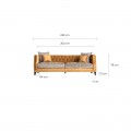 Art-deco luxusní sedačka Brilon v zlatém odstínu se vzorovaným potahem 233cm