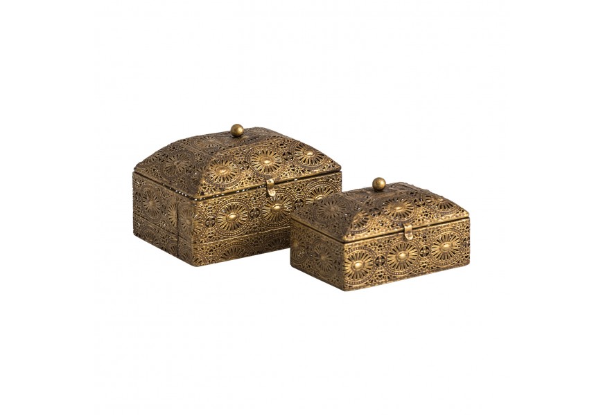 Sada dvou šperkovnic Oriente 18cm vintage zlatá