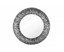 Industriální luxusní nástěnné zrcadlo Riverstone v kulatém rámu šedé barvy 80cm