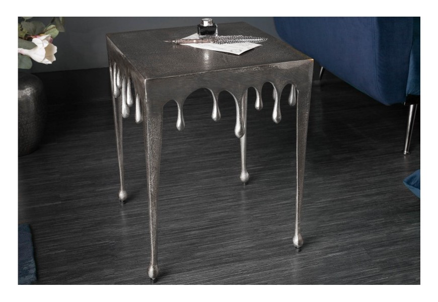 Art-deco příruční stolek Liquid Line stříbrný 44cm