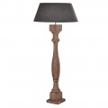 Klasická elegantní stojací lampa Nadine z mangového dřeva s šedým stínidlem