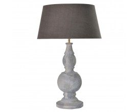 Klasická stolní lampa Nadine z mangového dřeva s šedým stínidlem 80cm