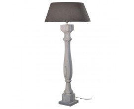Klasická stojací lampa Nadine z mangového dřeva s šedým stínidlem 158cm