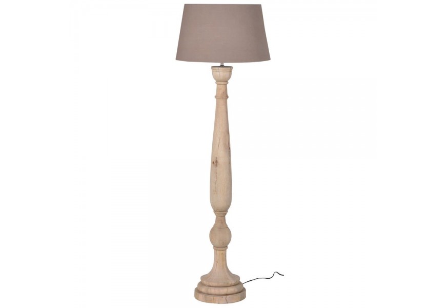 Klasická elegantní stojací lampa Donna ze dřeva se stínítkem béžové barvy 160cm