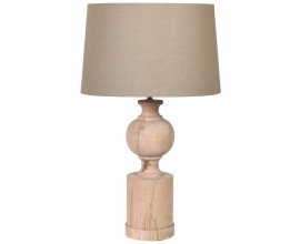 Venkovská elegantní dřevěná stolní lampa Shelly s béžovým stínítkem 77cm