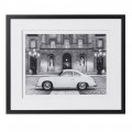 Stylový vintage obraz Porsche černobílý s černým rámem 58cm