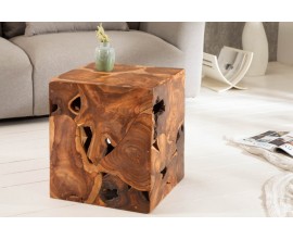 Venkovský masivní příruční stolek Vezelay z teakového dřeva 40cm