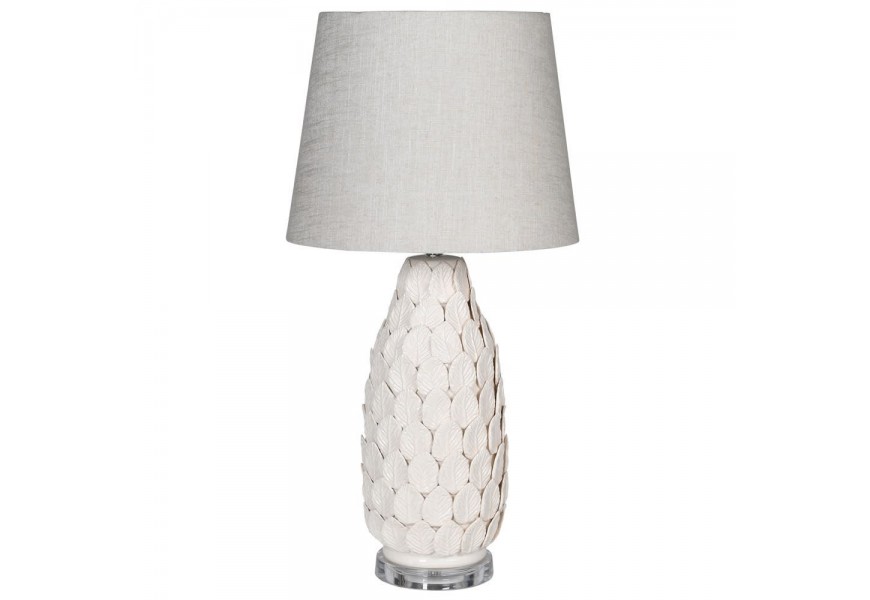 Art-deco keramická stolní lampa Bellede bílé barvy 70cm