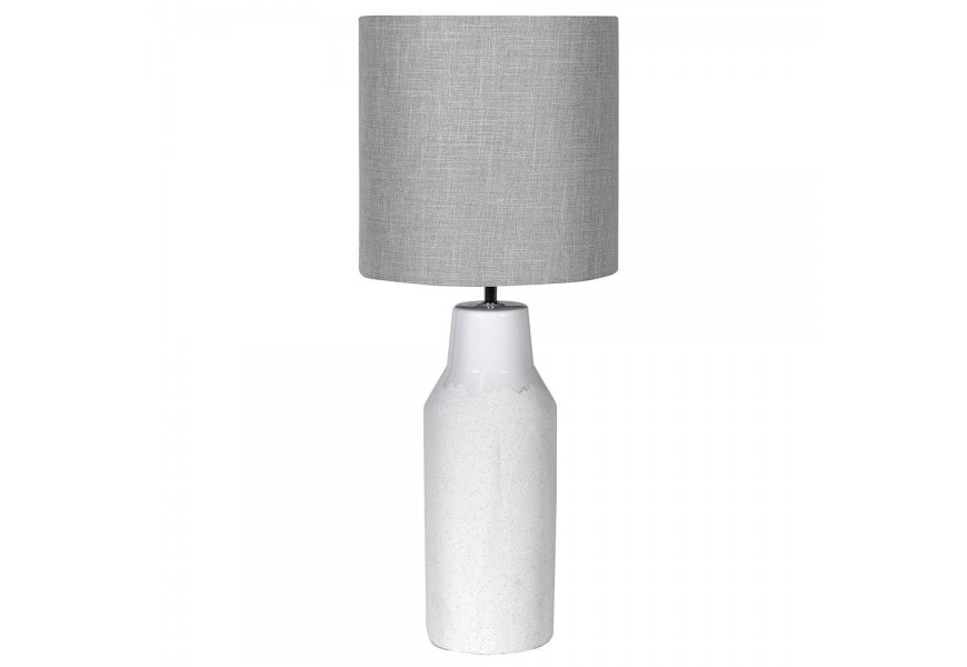 Retro stylová keramická stolní lampa Etela v bílé barvě s šedým stínidlem 75cm