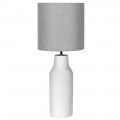 Retro stylová keramická stolní lampa Etela v bílé barvě s šedým stínidlem 75cm