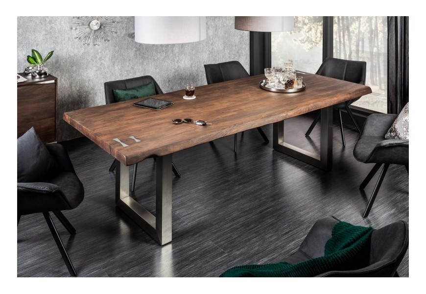 Masivní industriální jídelní stůl Hege z akáciového dřeva 220cm