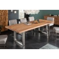 Masivní industriální jídelní stůl Hege z akáciového dřeva hnědé barvy 220cm
