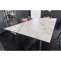 Moderní mramorový jídelní stůl Collabor bílé barvy z keramiky a kovu 200cm