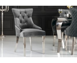 Z&aacute;meck&aacute; chesterfield židle Eleanor v &scaron;ed&eacute; barvě ze sametu 97cm s klepadlem