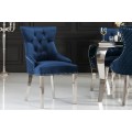 Z&aacute;meck&aacute; chesterfield židle Eleanor v modr&eacute; barvě ze sametu 97cm