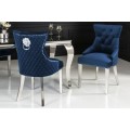 Z&aacute;meck&aacute; chesterfield židle Eleanor v modr&eacute; barvě ze sametu 97cm