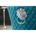 Zámecká chesterfield židle Eleanor v tyrkysové barvě ze sametu 97cm