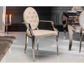 Zámecká jídelní židle Modern Barock béžové barvy s kovovými nohami 92cm
