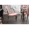 Zámecká jídelní židle Modern Barock s růžovým potahem a stříbrnými nožičkami 92cm