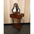 Starožitný klasický kosmetický stolek Élysée z hnědého mahagonového dřeva se šuplíky a tajným úložným prostorem z roku 1850