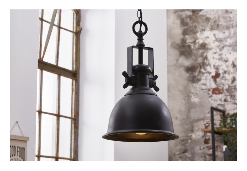 Industriální závěsná lampa Castor v černé barvě z kovu 45cm