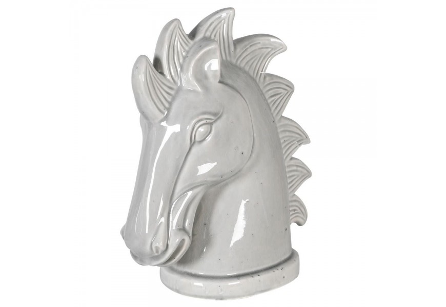 Designov&aacute; b&iacute;l&aacute; keramick&aacute; dekorace Horse head