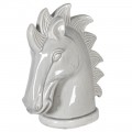 Designov&aacute; b&iacute;l&aacute; keramick&aacute; dekorace Horse head