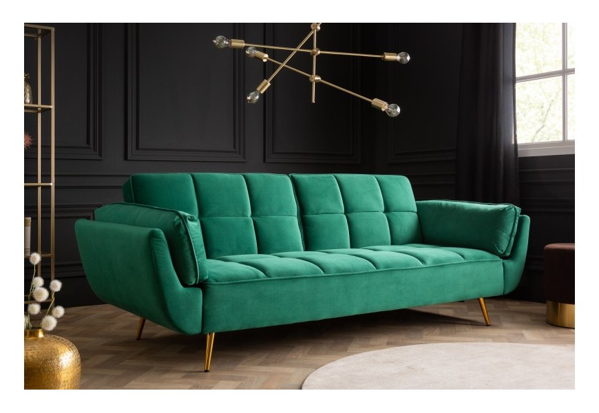 Art-deco designová sedačka Rimadea ve smaragdově zelené barvě 215cm