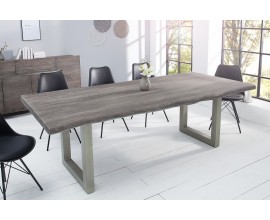 Industriální masivní jídelní stůl Mammut z akáciového dřeva šedé barvy 220cm