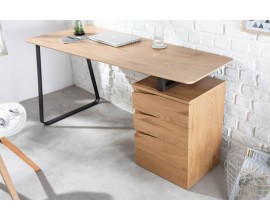 Skandinávský psací stolek Linden ze dřeva a kovu se třemi zásuvkami 160cm