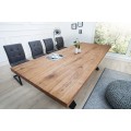 Industriální nadčasový jídelní stůl z dubového masivu Steele Craft hnědý s černými kovovými nohami obdélníkový 200cm