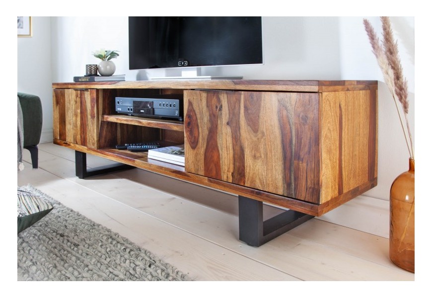 Moderní elegantní TV stolek Fire and Earth 160cm ze dřeva sheesham